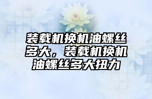 裝載機換機油螺絲多大，裝載機換機油螺絲多大扭力