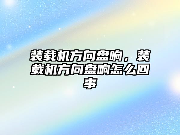 裝載機(jī)方向盤響，裝載機(jī)方向盤響怎么回事