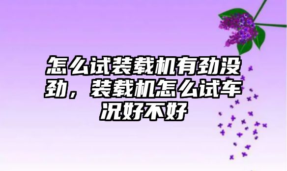 怎么試裝載機有勁沒勁，裝載機怎么試車況好不好