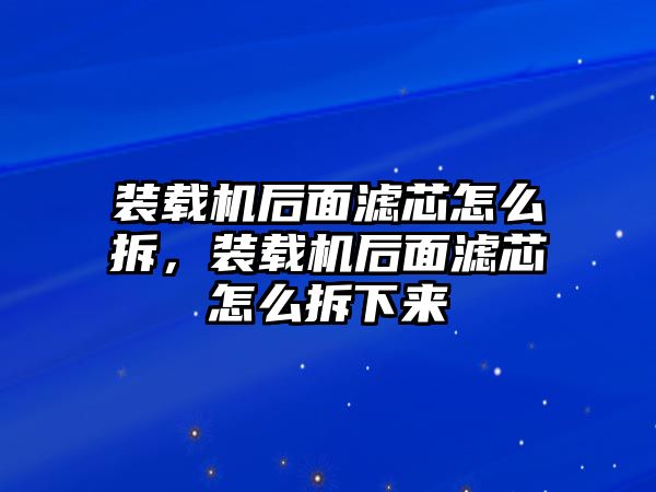 裝載機后面濾芯怎么拆，裝載機后面濾芯怎么拆下來