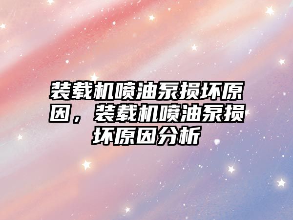 裝載機噴油泵損壞原因，裝載機噴油泵損壞原因分析