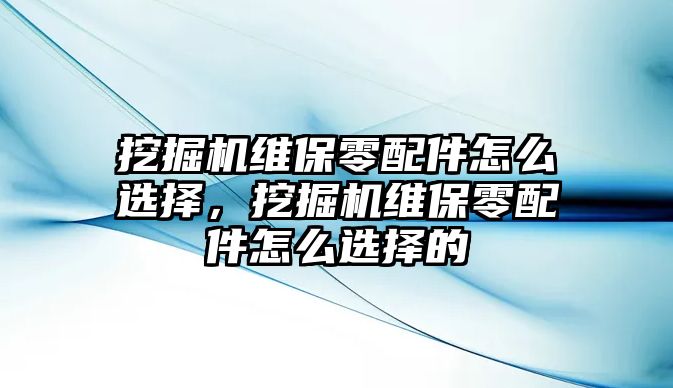 挖掘機維保零配件怎么選擇，挖掘機維保零配件怎么選擇的