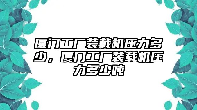 廈門工廠裝載機(jī)壓力多少，廈門工廠裝載機(jī)壓力多少噸