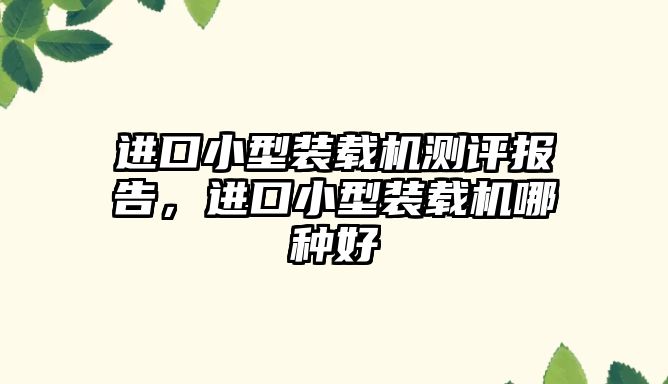 進口小型裝載機測評報告，進口小型裝載機哪種好