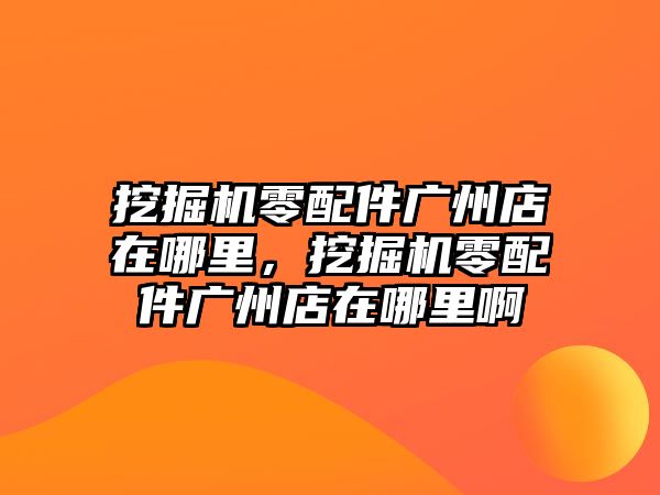 挖掘機零配件廣州店在哪里，挖掘機零配件廣州店在哪里啊