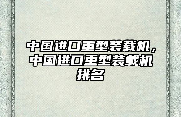 中國進口重型裝載機，中國進口重型裝載機排名