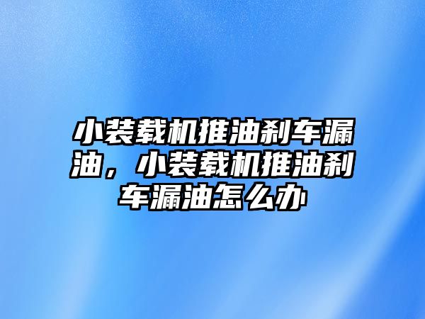 小裝載機(jī)推油剎車漏油，小裝載機(jī)推油剎車漏油怎么辦