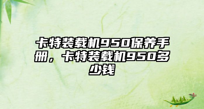 卡特裝載機950保養(yǎng)手冊，卡特裝載機950多少錢