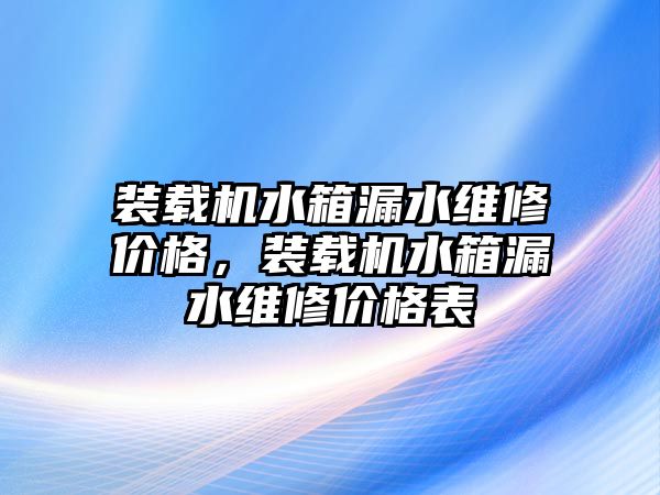 裝載機水箱漏水維修價格，裝載機水箱漏水維修價格表