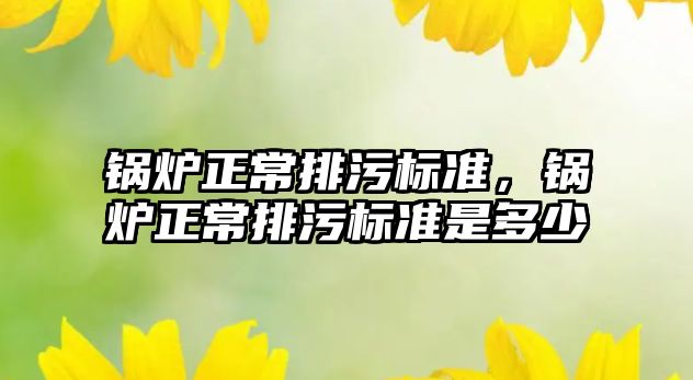 鍋爐正常排污標準，鍋爐正常排污標準是多少