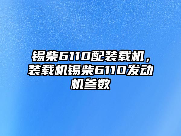 錫柴6110配裝載機(jī)，裝載機(jī)錫柴6110發(fā)動(dòng)機(jī)參數(shù)