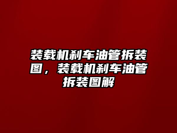 裝載機(jī)剎車油管拆裝圖，裝載機(jī)剎車油管拆裝圖解