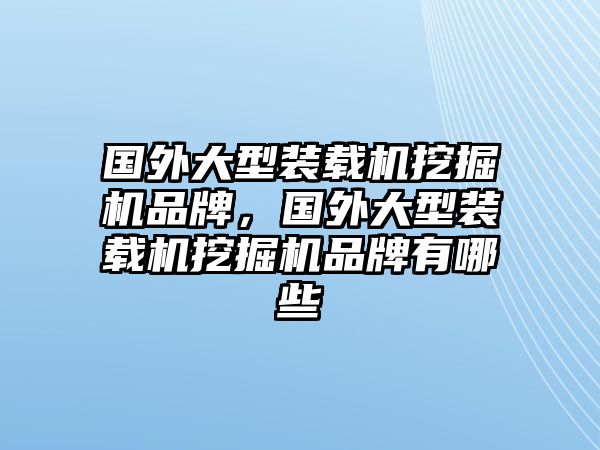 國(guó)外大型裝載機(jī)挖掘機(jī)品牌，國(guó)外大型裝載機(jī)挖掘機(jī)品牌有哪些