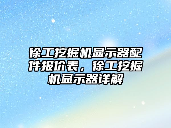 徐工挖掘機顯示器配件報價表，徐工挖掘機顯示器詳解