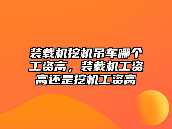 裝載機挖機吊車哪個工資高，裝載機工資高還是挖機工資高