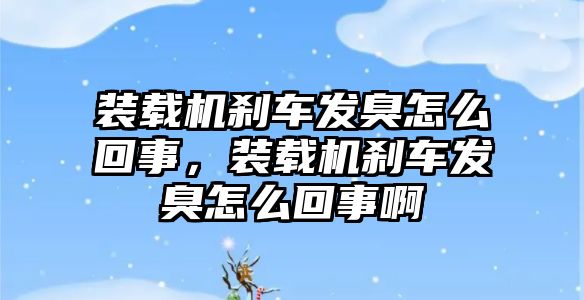 裝載機剎車發(fā)臭怎么回事，裝載機剎車發(fā)臭怎么回事啊