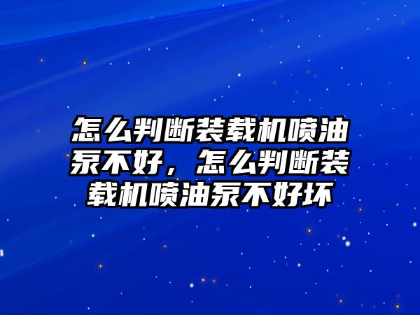 怎么判斷裝載機(jī)噴油泵不好，怎么判斷裝載機(jī)噴油泵不好壞