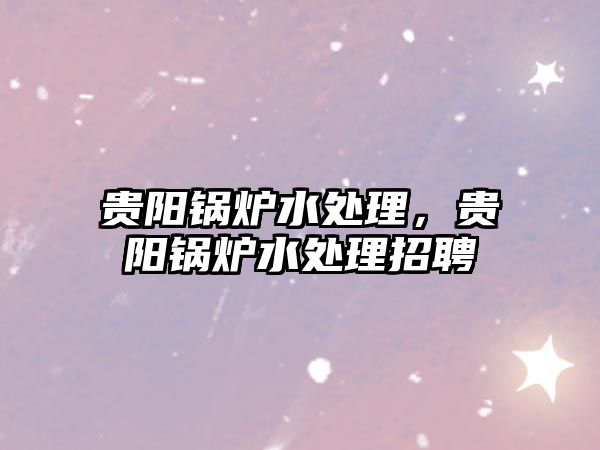 貴陽鍋爐水處理，貴陽鍋爐水處理招聘