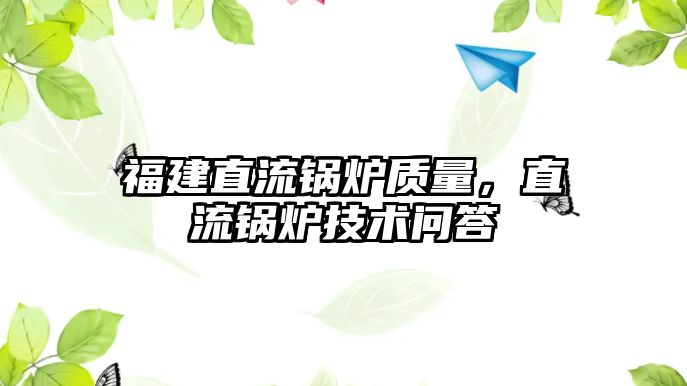 福建直流鍋爐質(zhì)量，直流鍋爐技術問答