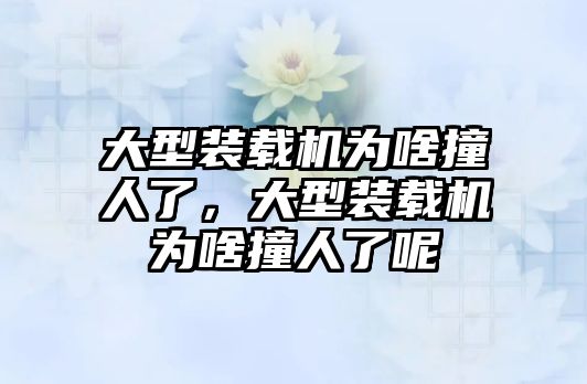 大型裝載機(jī)為啥撞人了，大型裝載機(jī)為啥撞人了呢