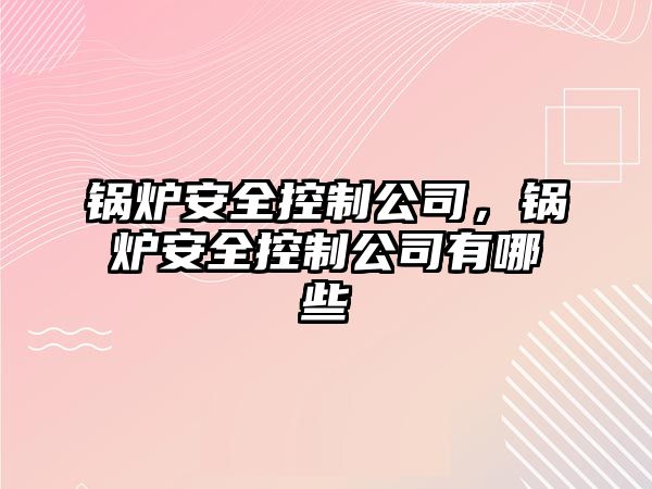 鍋爐安全控制公司，鍋爐安全控制公司有哪些