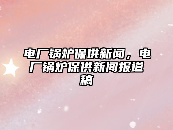 電廠鍋爐保供新聞，電廠鍋爐保供新聞報道稿