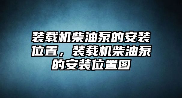 裝載機(jī)柴油泵的安裝位置，裝載機(jī)柴油泵的安裝位置圖