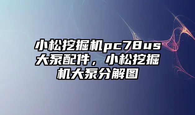 小松挖掘機(jī)pc78us大泵配件，小松挖掘機(jī)大泵分解圖