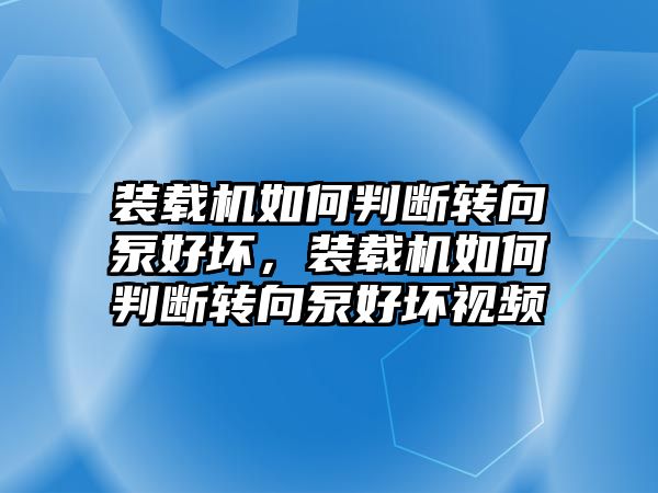 裝載機(jī)如何判斷轉(zhuǎn)向泵好壞，裝載機(jī)如何判斷轉(zhuǎn)向泵好壞視頻