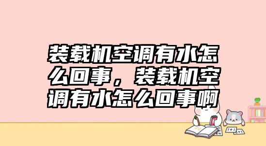 裝載機空調(diào)有水怎么回事，裝載機空調(diào)有水怎么回事啊