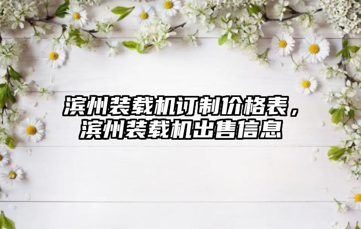 濱州裝載機訂制價格表，濱州裝載機出售信息