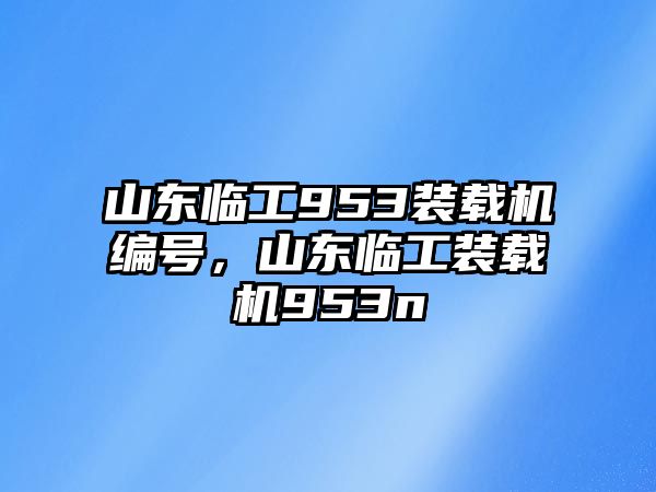 山東臨工953裝載機(jī)編號(hào)，山東臨工裝載機(jī)953n