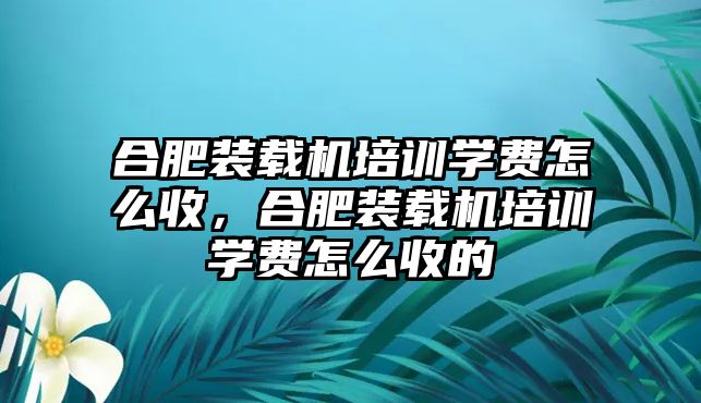 合肥裝載機(jī)培訓(xùn)學(xué)費怎么收，合肥裝載機(jī)培訓(xùn)學(xué)費怎么收的