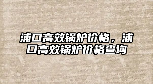 浦口高效鍋爐價格，浦口高效鍋爐價格查詢