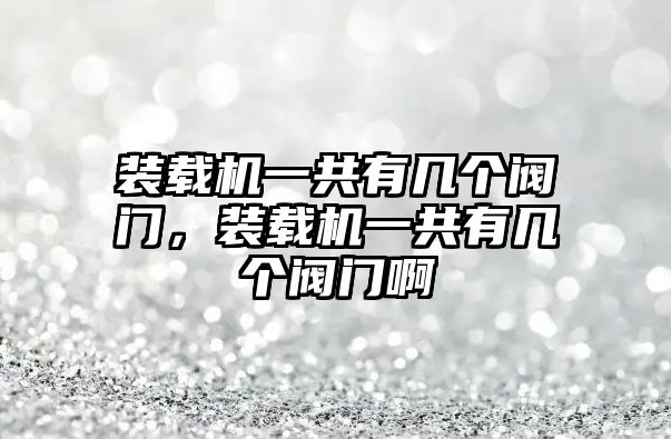 裝載機一共有幾個閥門，裝載機一共有幾個閥門啊