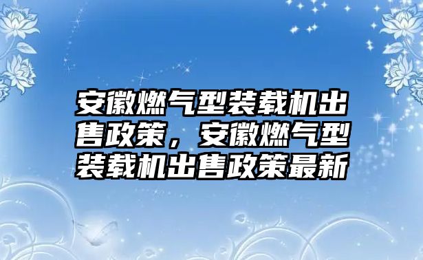 安徽燃?xì)庑脱b載機(jī)出售政策，安徽燃?xì)庑脱b載機(jī)出售政策最新