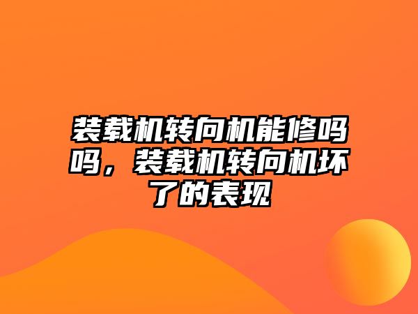 裝載機轉向機能修嗎嗎，裝載機轉向機壞了的表現(xiàn)