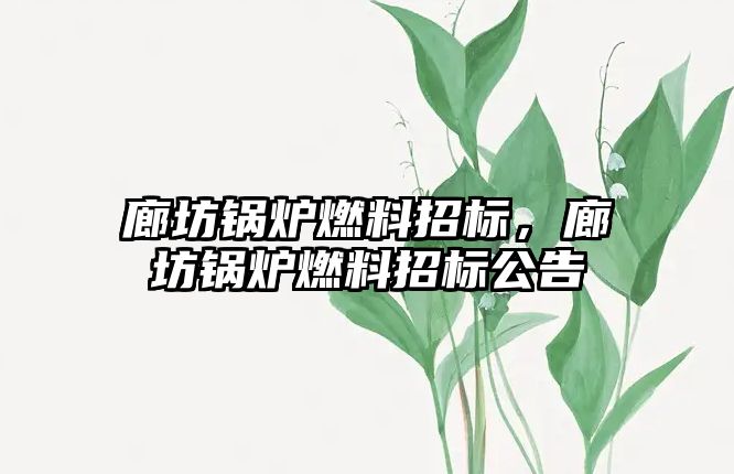 廊坊鍋爐燃料招標(biāo)，廊坊鍋爐燃料招標(biāo)公告