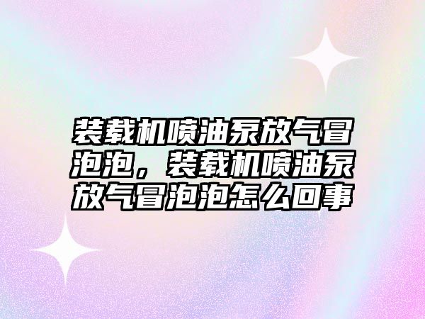 裝載機(jī)噴油泵放氣冒泡泡，裝載機(jī)噴油泵放氣冒泡泡怎么回事