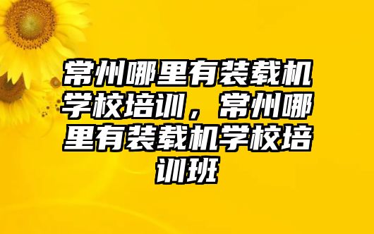 常州哪里有裝載機學校培訓，常州哪里有裝載機學校培訓班